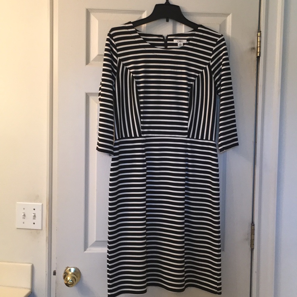 I am selling this black and white striped dress.